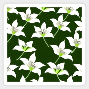 Small white lilies on a green base Sticker